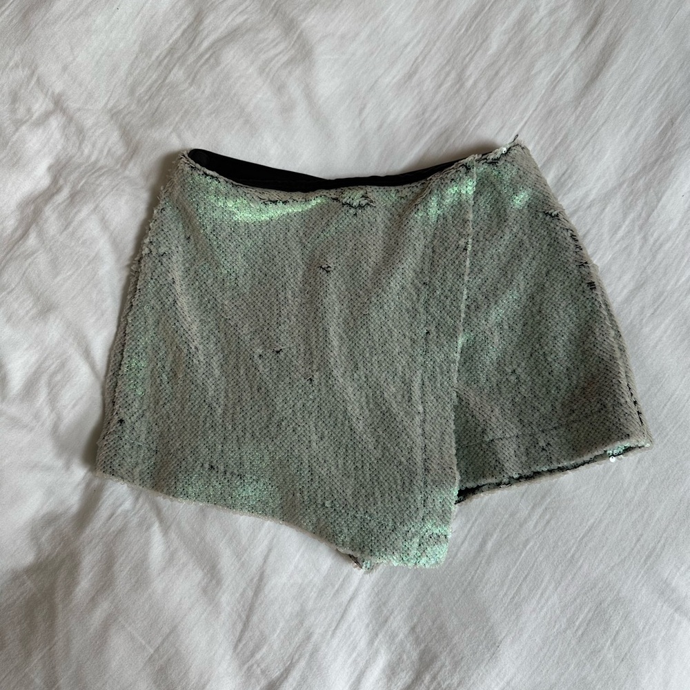 NBD Green Sequin Mini Skort